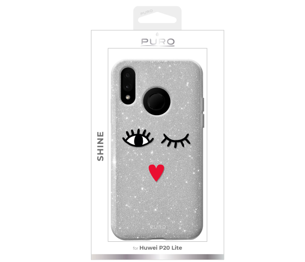 Etui Glitter EYES Shine Cover do Huawei P 20 Lite srebrne - 1383994 - zdjęcie 2